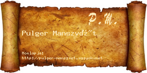 Pulger Manszvét névjegykártya
